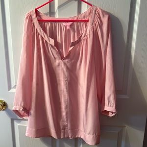 Lilly Pulitzer Lucky Diagonal Stripe Cabana Pink Moxy Top Blouse XL
